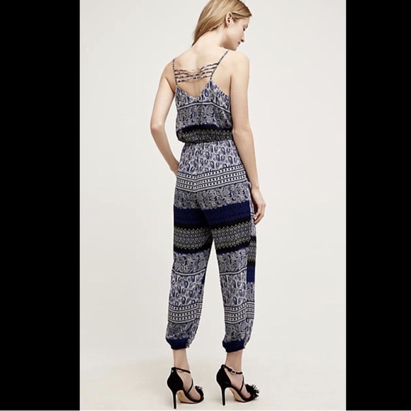 Anthropologie Chiffon Strappy Back Jumpsuit M - Picture 3 of 7